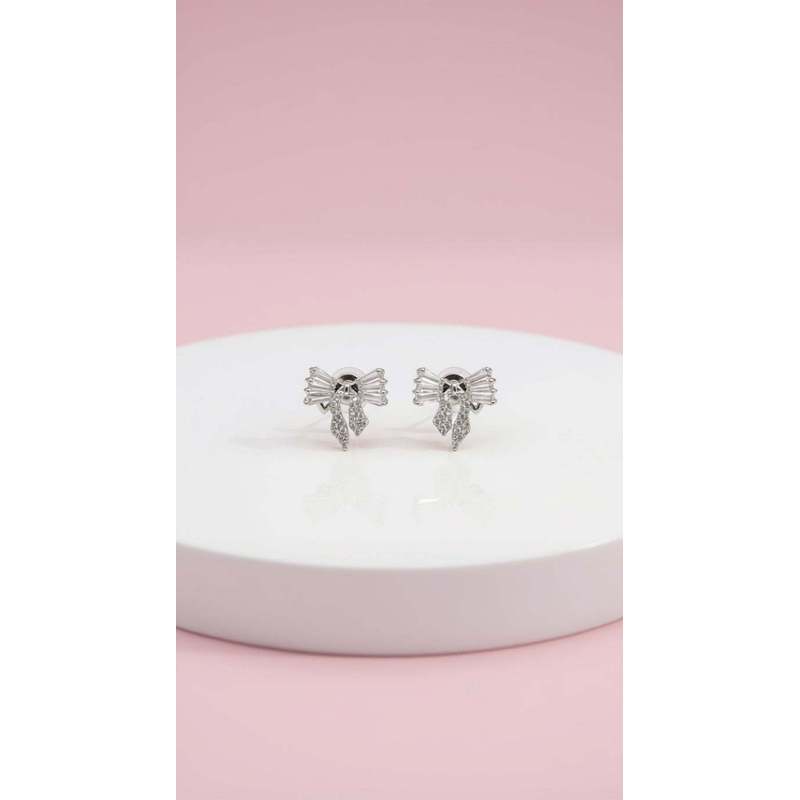 Women's Bow Crystal Stud Earrings, Elegant Gift